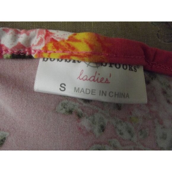 Bobbie Brooks Top Womens Size Small Pink Gold Floral sharkbite hem hanky - Picture 3 of 12